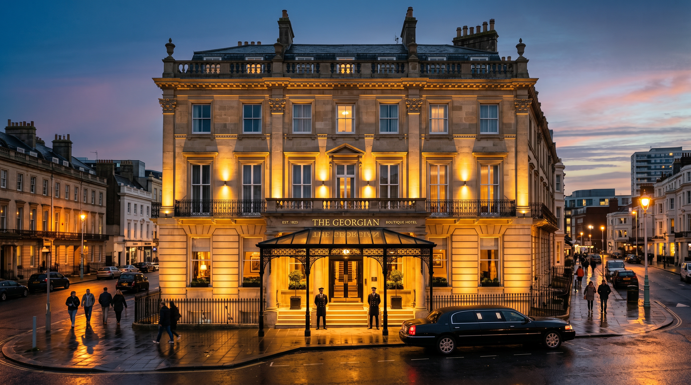 Rankingsprouk Hotel exterior illuminated at night
