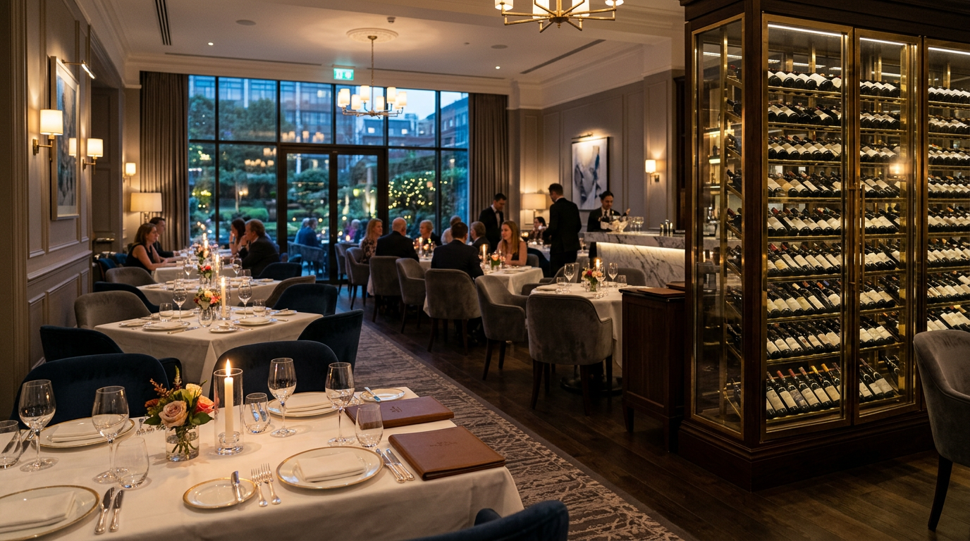 Fine dining restaurant interior with candlelight at Rankingsprouk Hotel